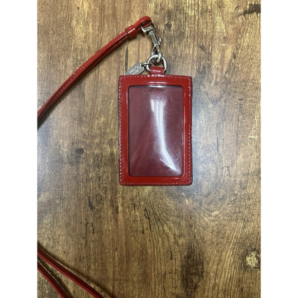 Vintage Coach Patent Leather Lanyard Badge Holder Red With Monkey - Picture 11 of 11